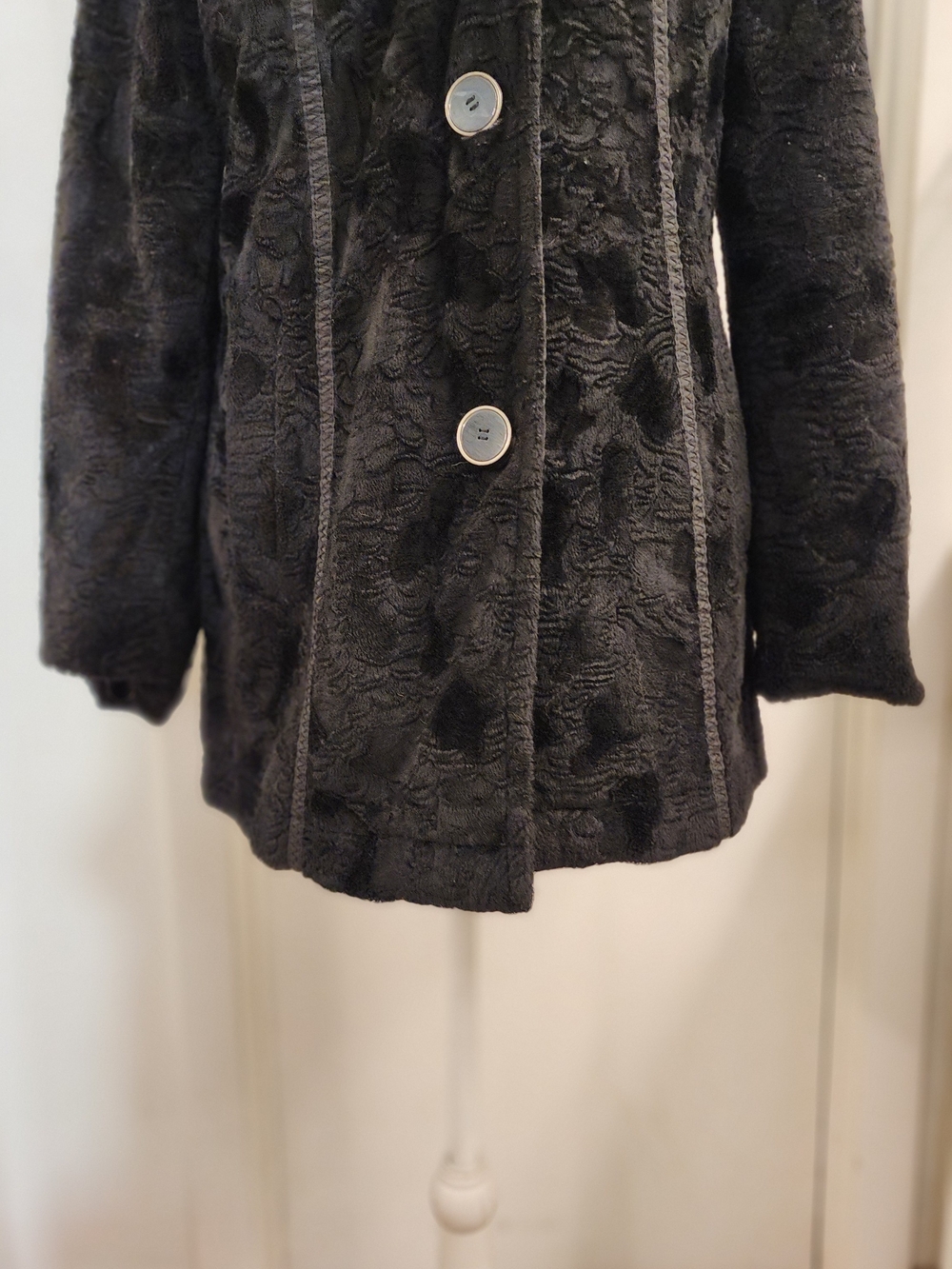 Laundry by Shelli Segal Reversible Faux Fur Quilted Coat Black Small - Picture 10 of 16